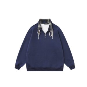 Plaid Lapel Sweatshirt